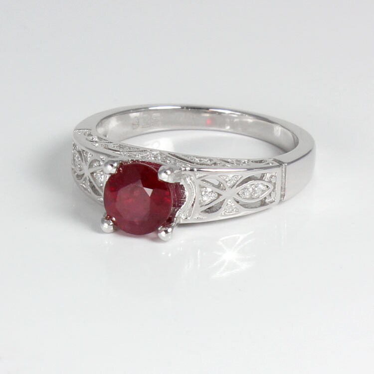 Genuine Ruby Ring Sterling Silver / Ruby Ring Silver JULY