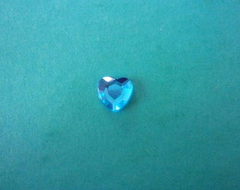 Rhinestones in the shape of blue acrylic heart, stick - 8mm