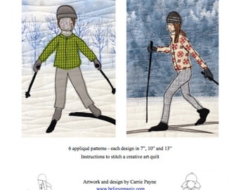 Appliqué Quilt Pattern - Ski Fun - Digital Download