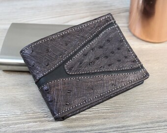 Genuine OSTRICH wallet for men-Men's wallet in real ostrich-Made in Italy