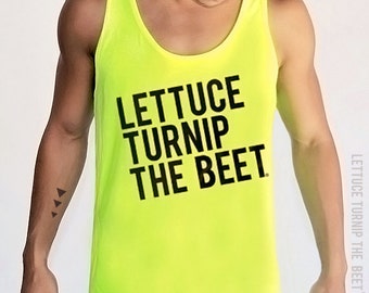 lettuce turnip the beet ® trademark brand OFFICIAL SITE - neon yellow tank top with classic logo - music festival, edm, edc, dj, dance, rave
