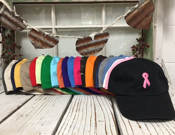 Cancer Hat | CANCER RIBBON , Breast Cancer , Embroidered , Baseball Cap , Low Profile , Baseball Hat , Breast Cancer Ribbon , Fight Cancer