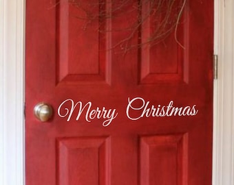Front Door Vinyl Decal • Merry Christmas- Door Decal Decor- Vinyl Wall Decal- Holiday Decor