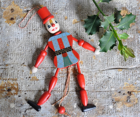vintage christmas puppet decoration marionette dancing clown