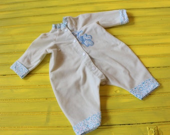 Vintage 0-3 Months UNISEX Handdmade Off-White Pajamas, vintage baby boy clothes, vintage baby pajamas, vintage infant boy clothes