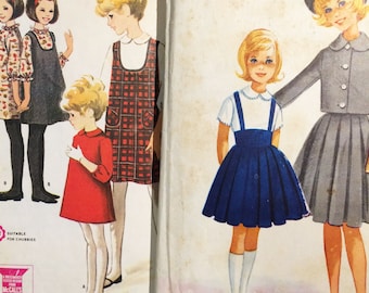 2 Vintage 1960's Helen Lee Girls' Jumper Dress Sewing Patterns sz 8