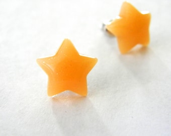 Orange Star Post Earrings Stud Earrings 13mm