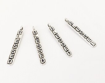 10 Blessed Charm, Silver Blessed, Christian Charms, Religious Charms, 28mm x 4mm, SP051