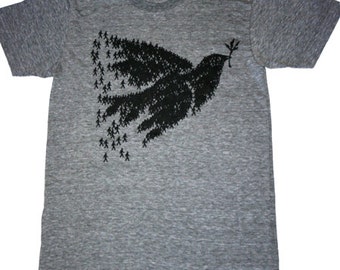 Dove People for Peace T-Shirt American Made Athletic Grey