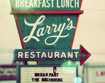 Larry's Restaurant, retro restaurant art photo, breakfast and lunch, kitchen kitsch, for foodies