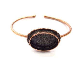 Copper Bracelet Blanks Bangle Blanks Cuff Blanks Adjustable Bracelet Blank Antique Copper Plated Brass (24x17mm Blanks ) G9408
