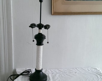 Reserved-Vintage Nautical Lamp Black White Two Lights