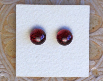 Dichroic Glass Earrings, Burgundy DGE-1164