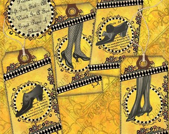 Instant Download Digital Collage Sheet Gift Tag Set - All I Want Is a Few Really Great Pairs of Shoes