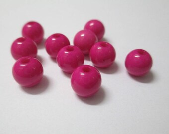 10 pearls 8mm fuchsia acrylic