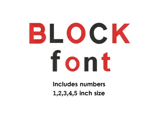 Block Embroidery Font Design 5 Sizes Font Monogram Block