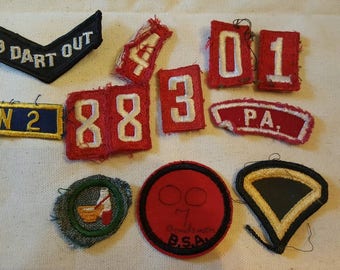 Lot of Vintage 6 Boy Scout and 2 Cub Scout Patches Assorted, Plus 1 Dart Team and 1 Army