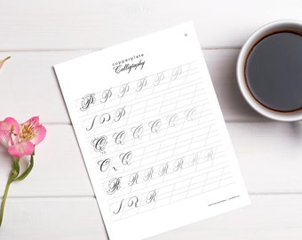 Best Seller - Copperplate Calligraphy Workbook - Digital Download Worksheets- Learn or Improve Your Copperplate Calligraphy