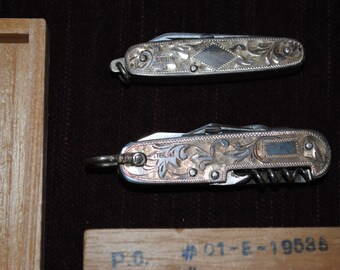 Matched Set of Vintage Sterling Multi-Tool Knives with Original Box