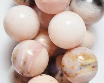 Genuine Peruvian Pink Opal Beads - Round 12 mm Gemstone Beads - Full Strand 16", 33 beads, A- Quality