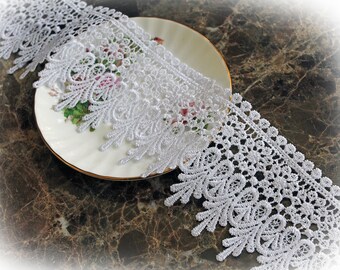 Reneabouquets Trim-3 3/4 Inch Wide Venetian Lace , Embroidery, Venice , Bridal, Costume Design, Lace Applique, Crafting