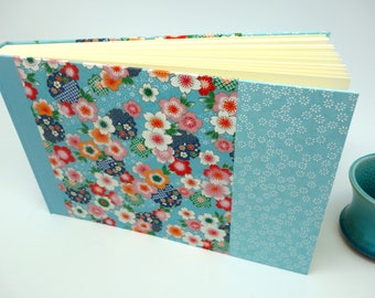 Photo album with Japanese paper "Blue Kimono" - guestbook for wedding, birthday...