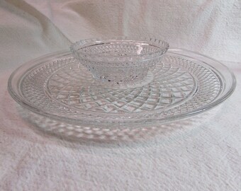 Anchor Hocking Waterford Design Chip and Dip Bowl and Platter
