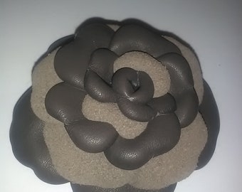Leather flower brooch, Leather jewelry, Brown flower, Leather brooch, Leather rose, Brown rose, Wedding jewelry, Handmade brooch.