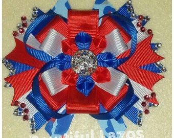 4th July, Independence day pinwheel hair bow