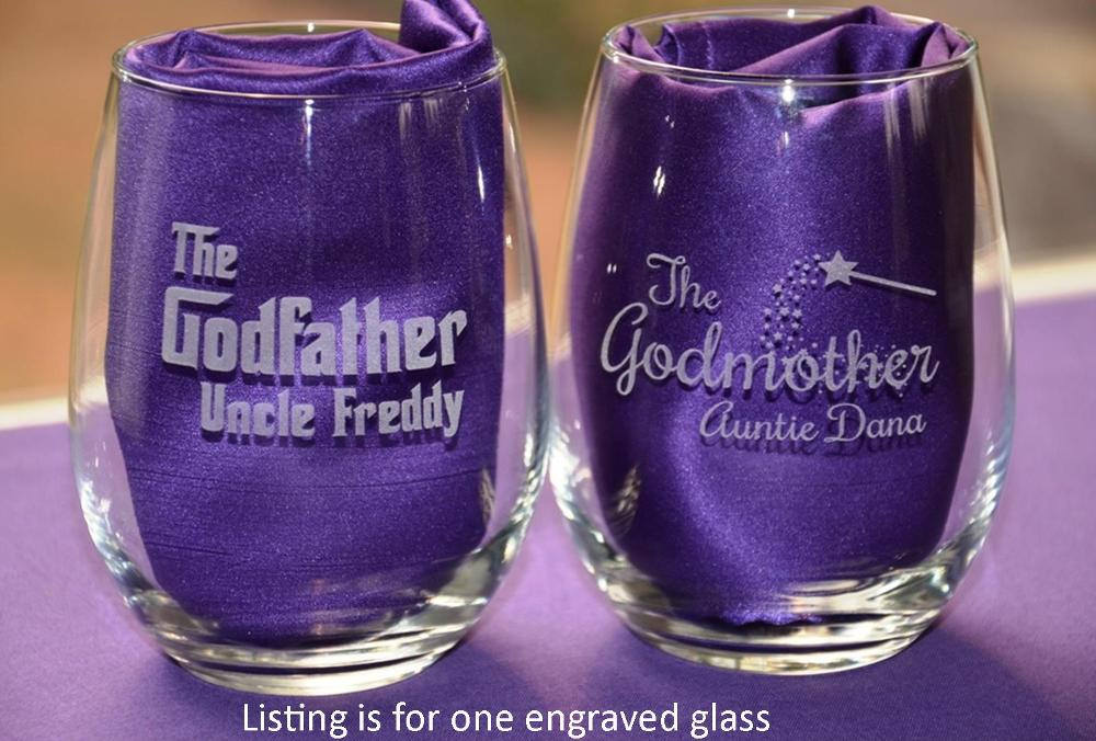 Custom Engraved Godparent Glass Baptism Gifts