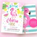 Flamingo Invitation. Flamingo Birthday Invitation. Tropical Party. Flamingo pool party. Lets Flamingle. First Birthday. Hawaiian Party. Pool
