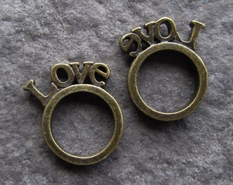 2 Bronze Metal Love Rings