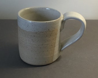 Ceramic handmade mug, white glaze on flecked Stoneware ceramic