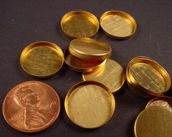 18 Brass Round Bezel Cups 15mm High Wall bezels