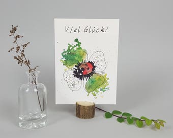 Postcard-clover Good luck Aqua-postcard A6