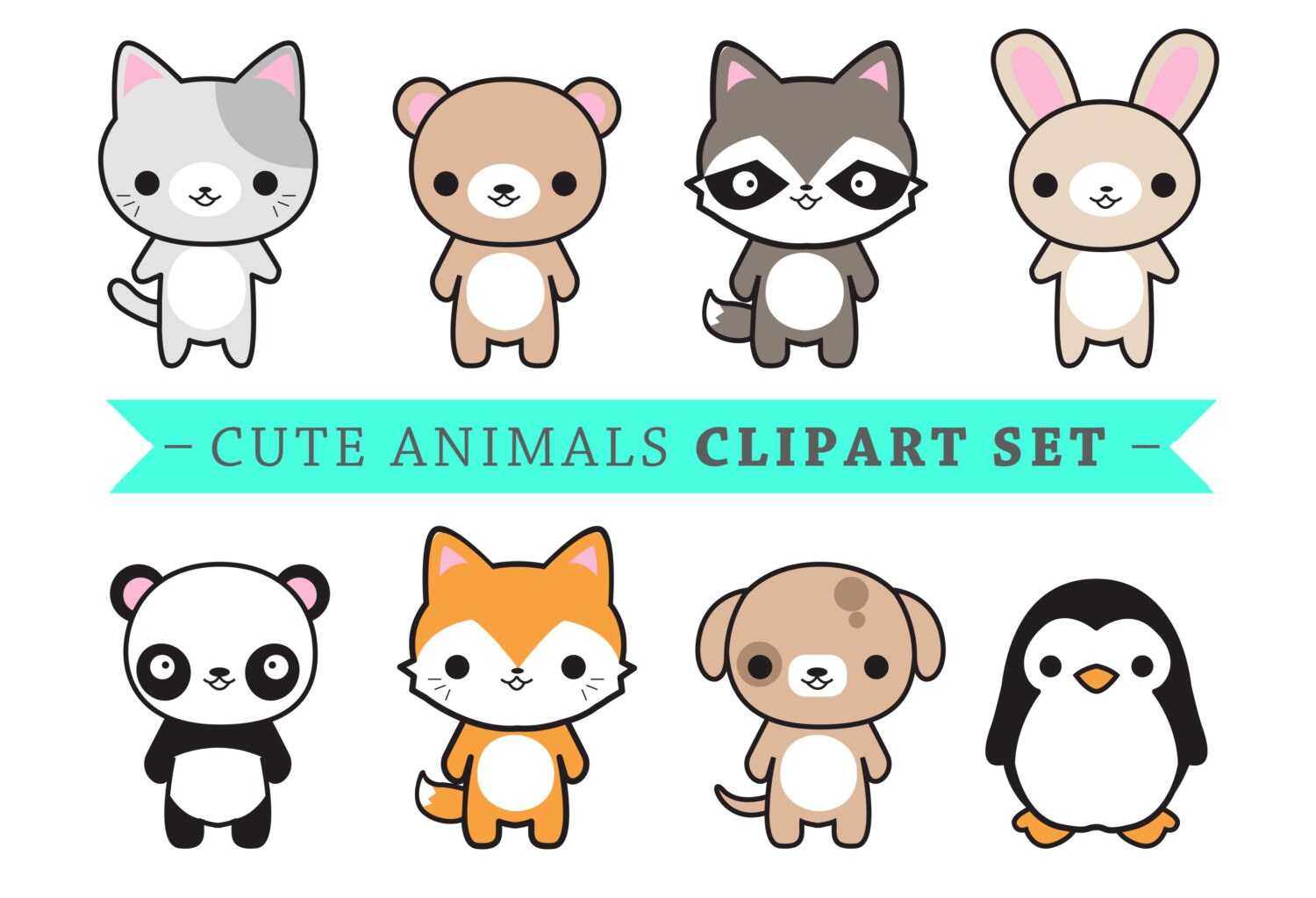 Premium Vector  Clipart Cute  Animals  Kawaii Animals  Cute 