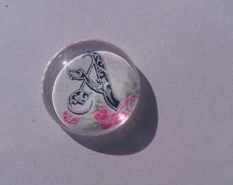 Calligraphy letter A 25 mm glass cabochon