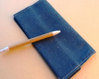Checkbook protector made from recycled cotton