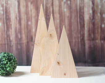DIY Christmas Tree set of 3, Kids Christmas DIY, Kids Painting Project, DIY Christmas Decor, Unfinished Wood Tree or Mountain, Craft Project