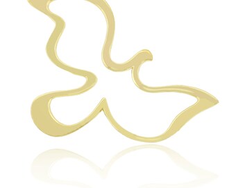 14k Gold Open Dove Charm