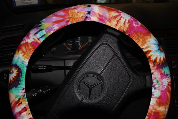 Steering Wheel Cover Tye Dye Rainbow Cute Car Accessories