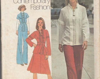 Simplicity 7258 1970's Two-Piece Dress or Top and Pants