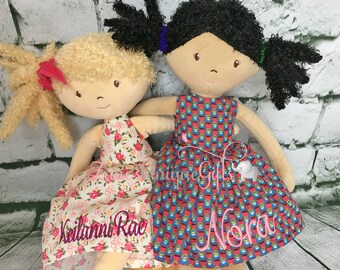 Personalised Rag Doll / Handmade Doll / Baby Doll / Soft Dolls / Doll Bear / Doll for Baby Girls / Doll for Gift / Floral / Fabric Doll