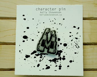 Holding hands character pin