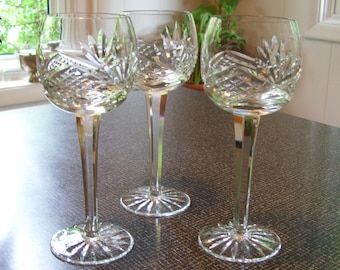 Cut Crystal Wine Glass Crystal Wine Hock Set of 3 Vintage