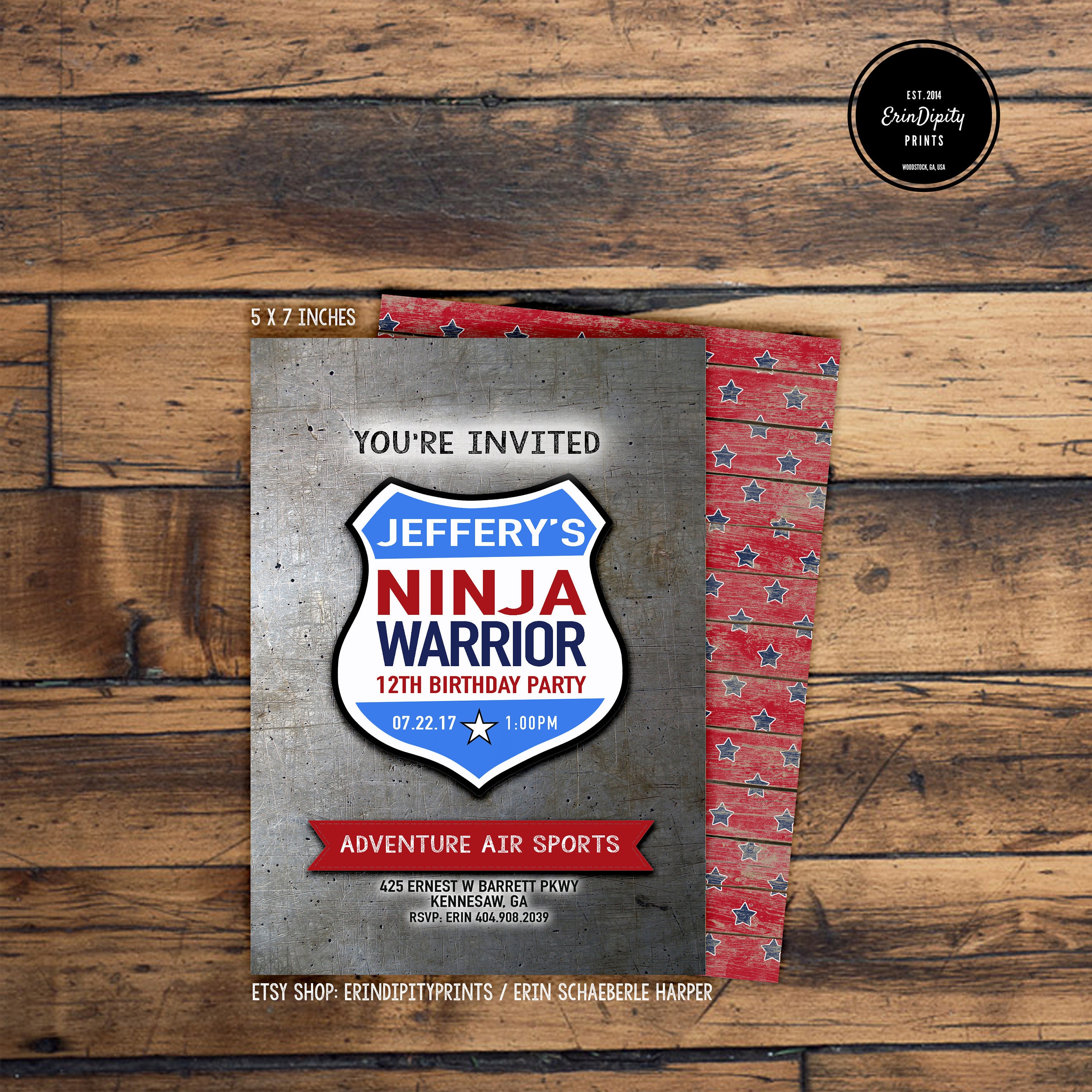 American Ninja Warrior Birthday Invitation Digital File or