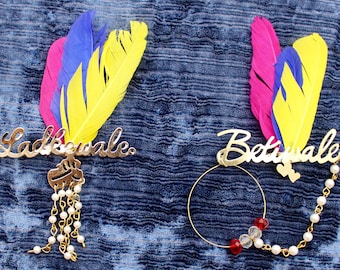 10 x Indian Wedding Brooches choose from - Groomside Ladkewale or Brides-side Betiwale Feather Safety Pins