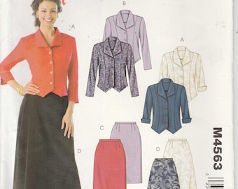 Skirt Pattern Jacket Semi-fitted Unlined Princess Seams Misses Size 100 - 12 - 14 - 16 Uncut Stitch n Save 4563 McCalls
