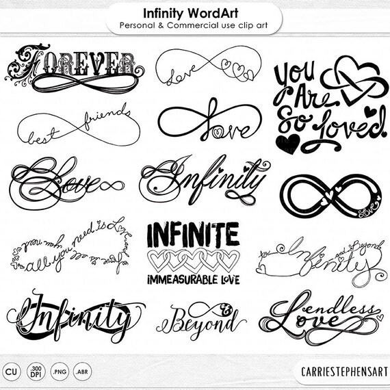 love clipart infinity word art printable digital stamps