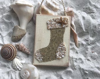 Christmas stocking, stocking ornament , christmas at the beach, Christmas tree decor, ornaments , Christmas ornaments